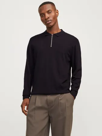 Jjeemil Knit Polo Half Zip Ls Noos