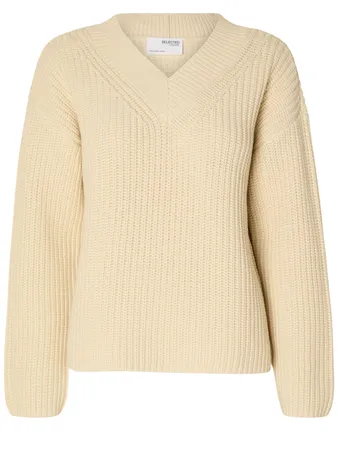 Slfselma Ls Knit V-neck Noos