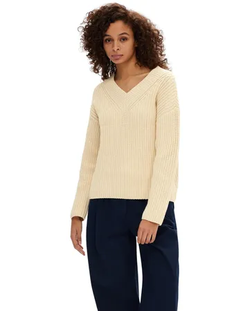 Slfselma Ls Knit V-neck Noos