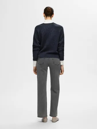 Slflulu New Ls Knit V-neck B N