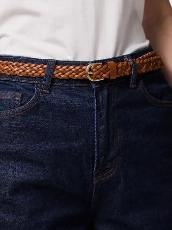 Avery Leather Braided Slim Belt
